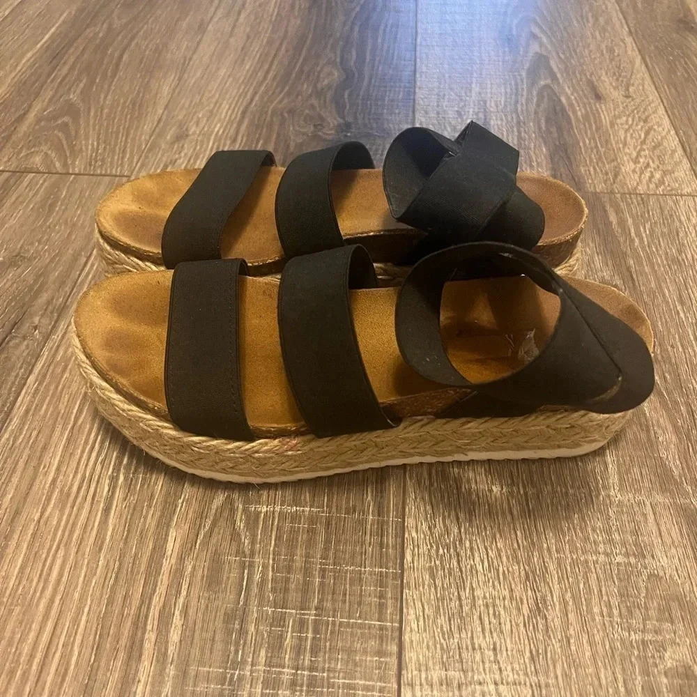 Steve Madden Womens Kimmie Black Espadrilles Shoes 8